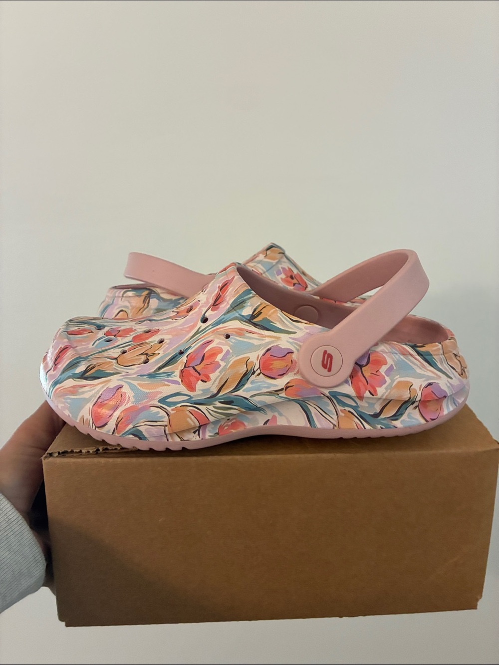 Skechers Kids Floral Slip-On Clog in Pink and Multi